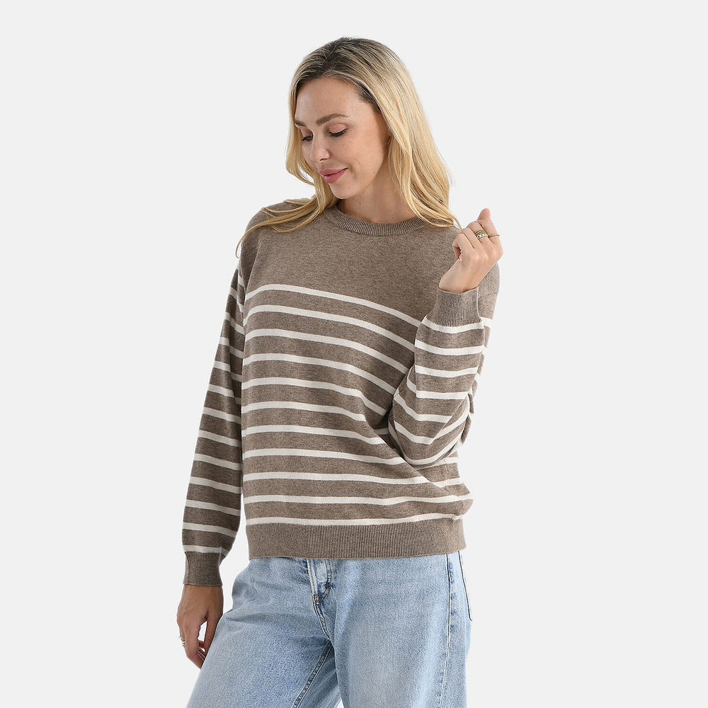 - Maisi Striped Knitted Jumper (Size S) - Brown