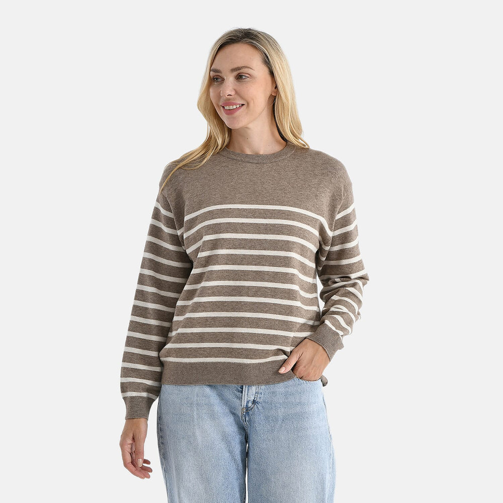 - Maisi Striped Knitted Jumper (Size S) - Brown