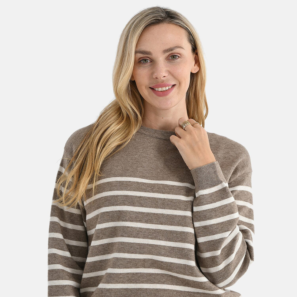 - Maisi Striped Knitted Jumper (Size S) - Brown