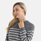 & maisi Women’s Striped Knitted Jumper with Wool Blend, Round Neck & Long Sleeves