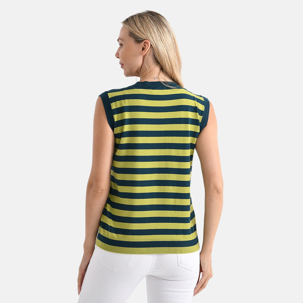 & Maisi Striped Vest (Size - XXL) - Green & Green