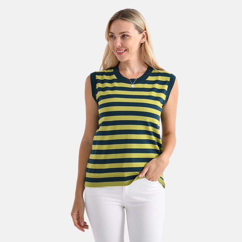 & Maisi Striped Vest (Size - XXL) - Green & Green