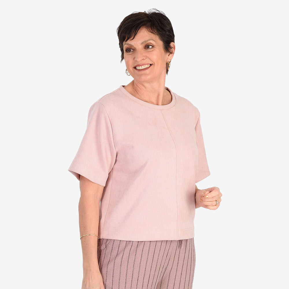 - Maisi Suede Feel Casual T-shirt (Size - L) - Pink