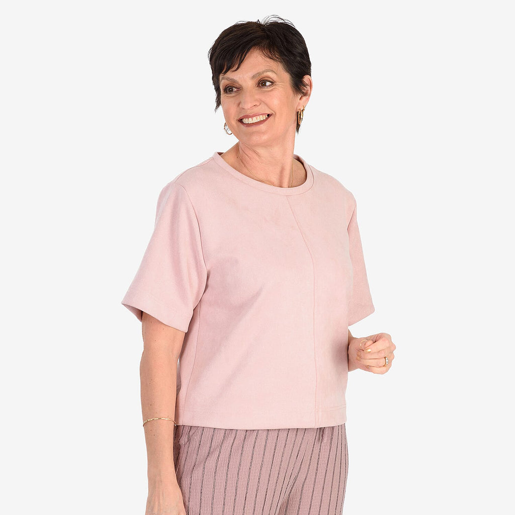 - Maisi Suede Feel Casual T-shirt (Size - S) - Pink