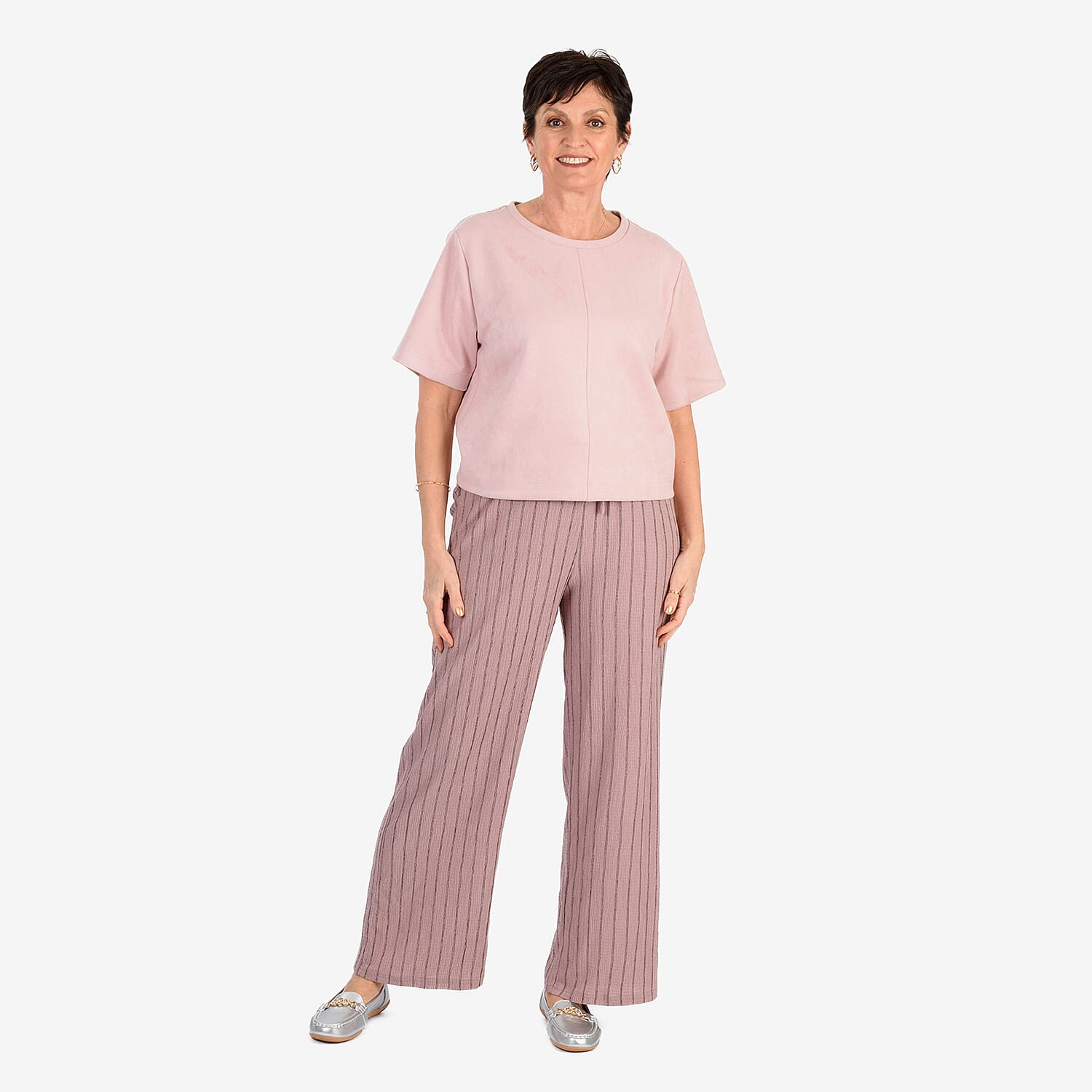 - Maisi Suede Feel Casual T-shirt (Size - S) - Pink