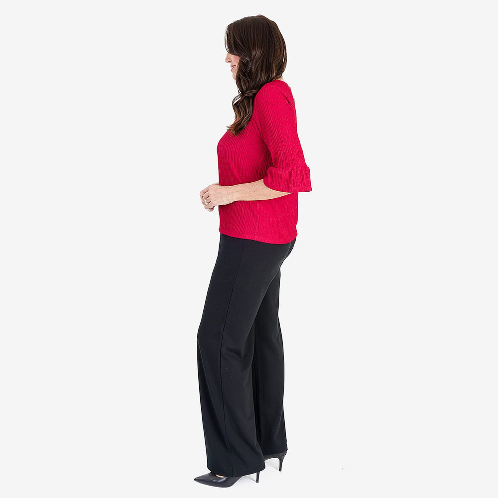 -Maisi Textured Bell Sleeve Tee (Size L) - Cherry