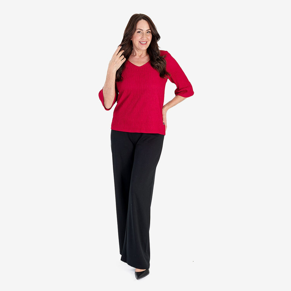 -Maisi Textured Bell Sleeve Tee (Size M) - Cherry