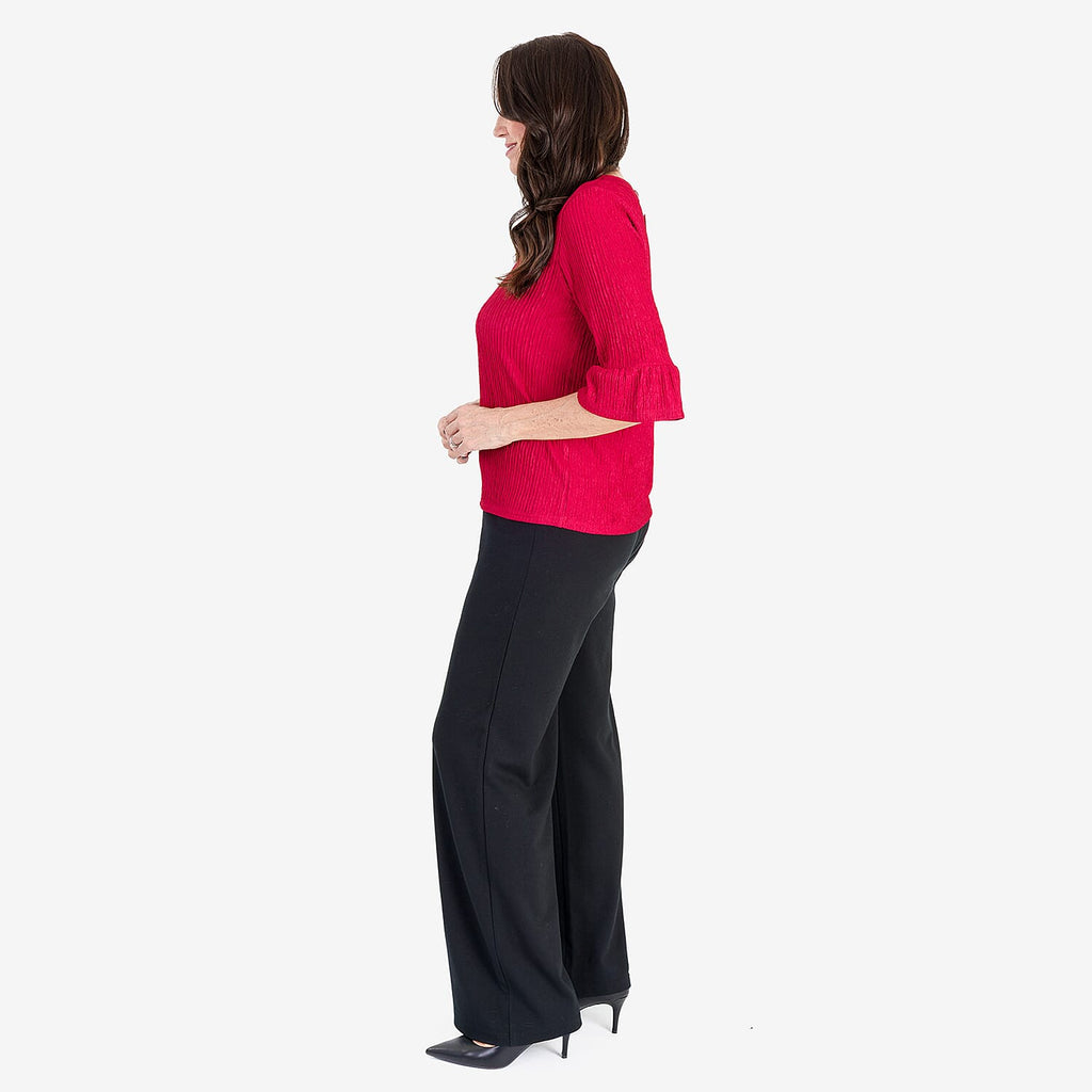 -Maisi Textured Bell Sleeve Tee (Size M) - Cherry