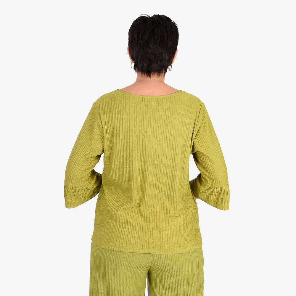 -Maisi Textured Bell Sleeve Tee (Size M) - Light Green