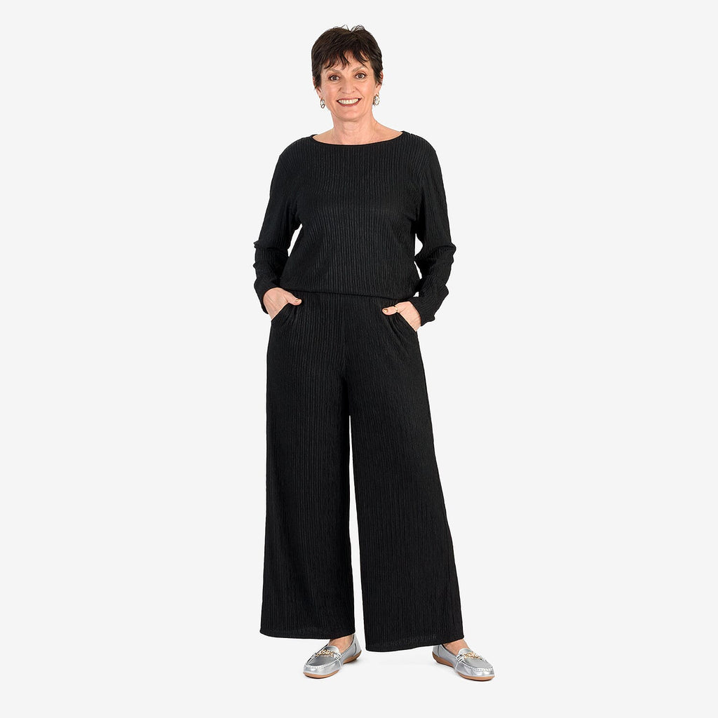 -Maisi Textured Long Sleeve Tee (Size M) - Black