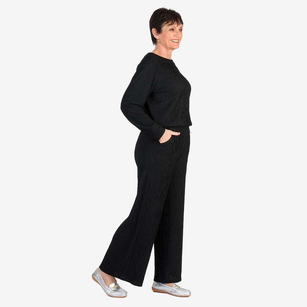 -Maisi Textured Long Sleeve Tee (Size M) - Black