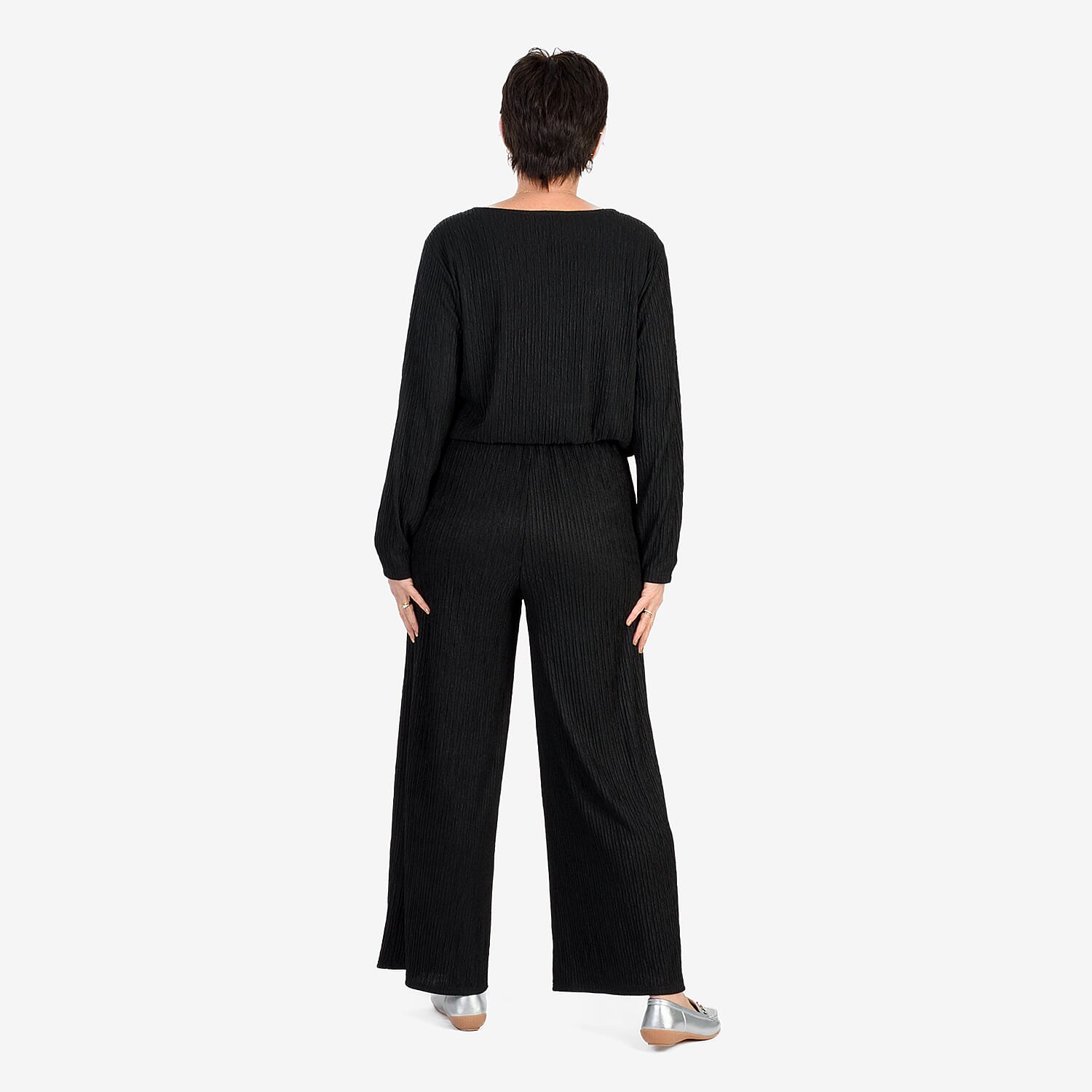 -Maisi Textured Long Sleeve Tee (Size M) - Black