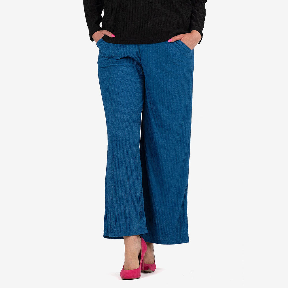 - Maisi Texured Jersey Knitted Trousers (Size L) - Navy