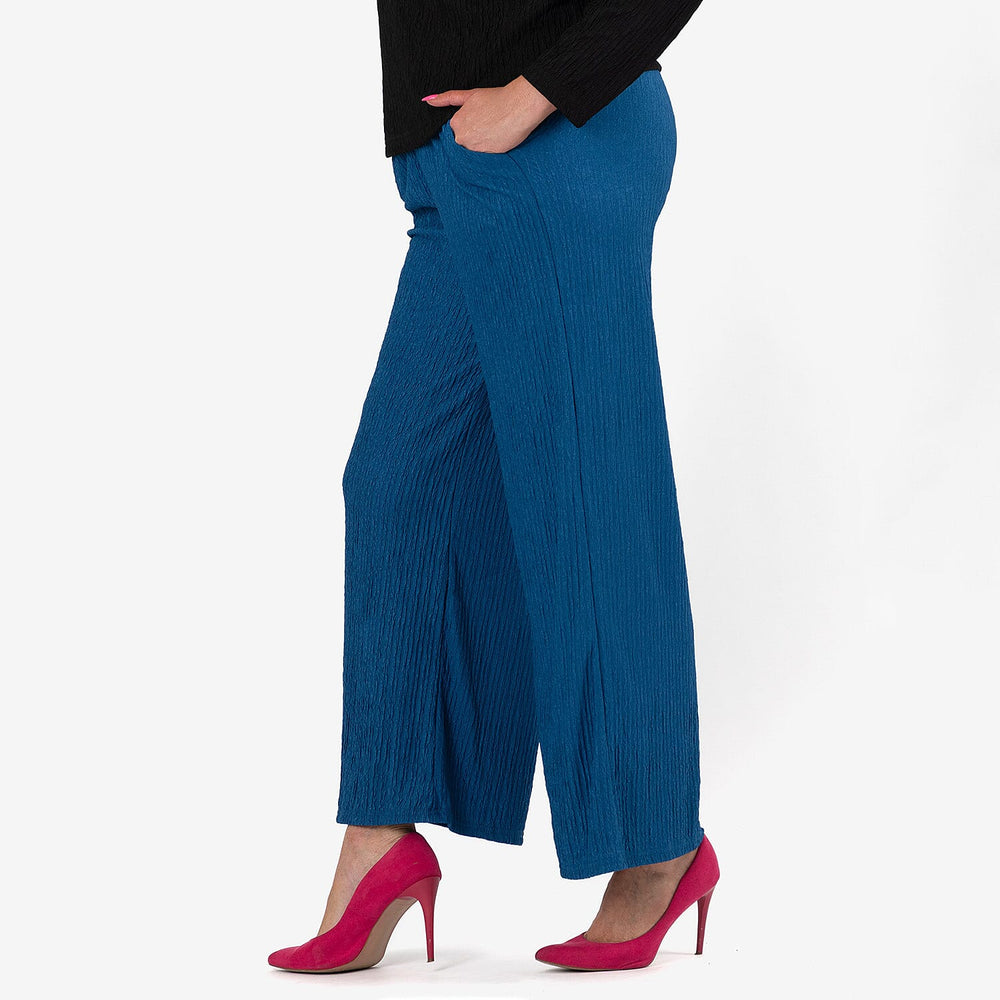 - Maisi Texured Jersey Knitted Trousers (Size L) - Navy