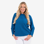 & Maisi Texured Long Sleeve Tee (Size 16 to 18) - Navy