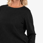 & Maisi Texured Long Sleeve Tee (Size 12 to 14) - Black