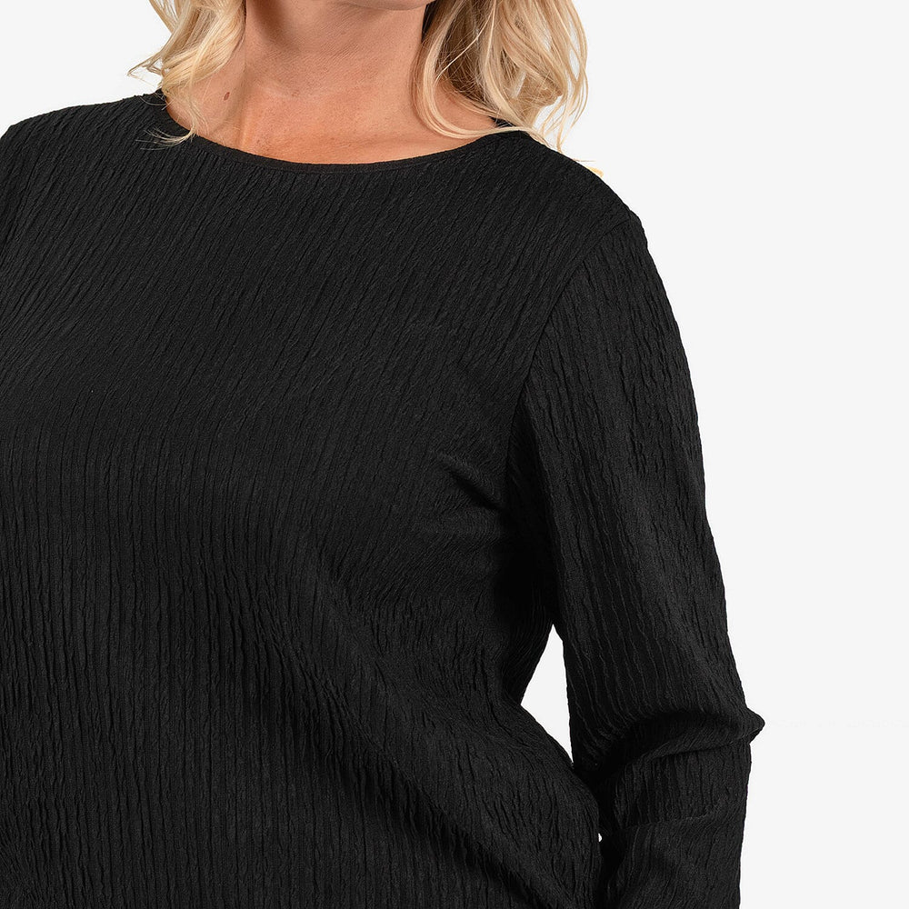 & Maisi Texured Long Sleeve Tee (Size 8 to 10) - Black
