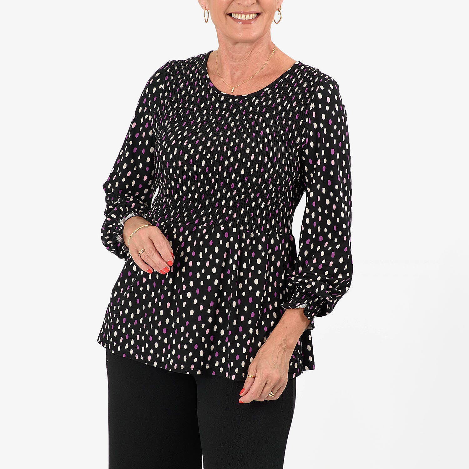 - Maisi Peplum Top (Size L) - Black