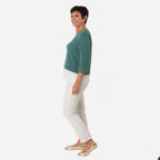 -Maisi Brushed Marl Double Layer Top (Size M) - Green