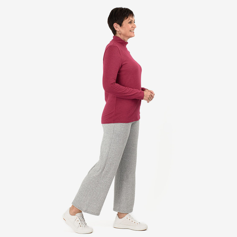 - Maisi Brushed Marl Turtle Neck Top (Size - M, 12 to 14) - Light Plum