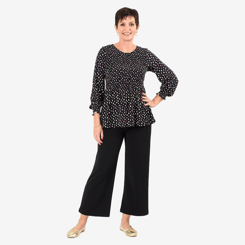 - Maisi Peplum Top (Size S) - Black