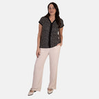 - Maisi Soft-Touch Printed V-neck Top (Size S) - Black