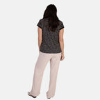 - Maisi Soft-Touch Printed V-neck Top (Size S) - Black