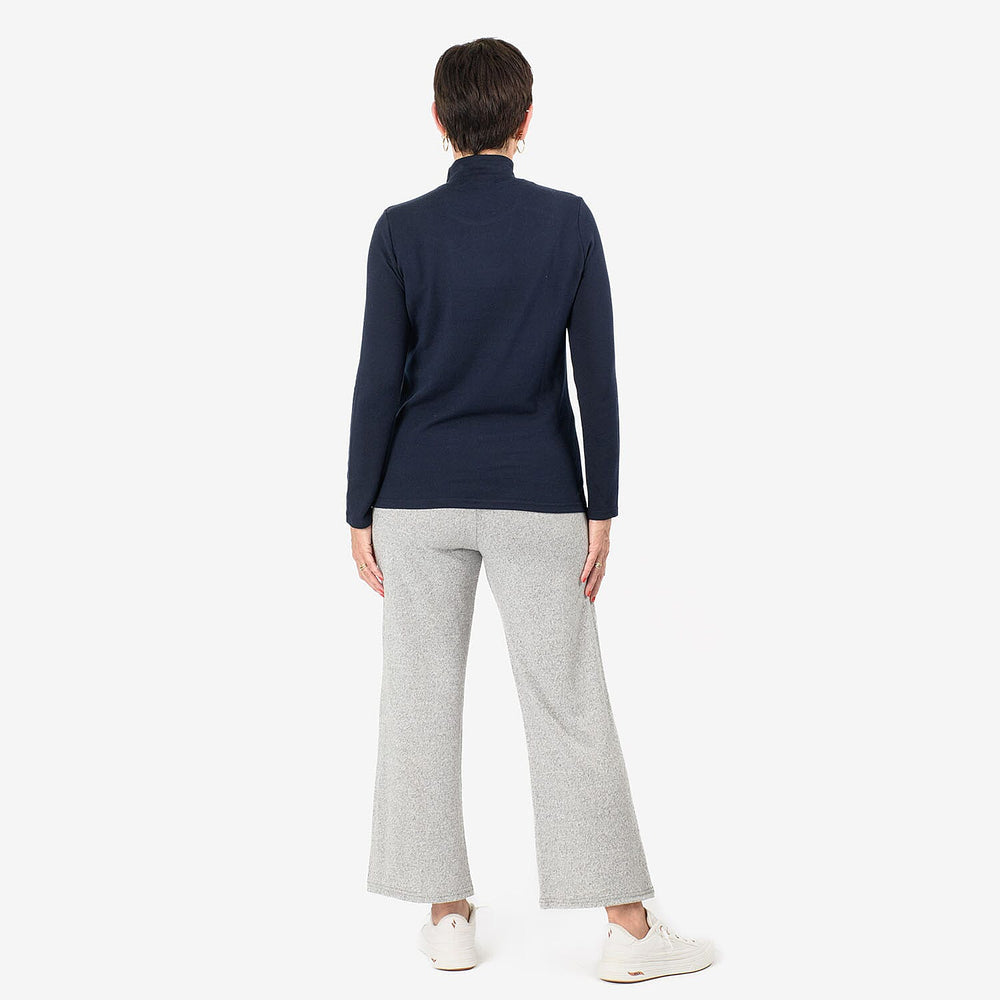 - Maisi Brushed Marl Turtle Neck Top (Size - S, 8 to 10) - Navy