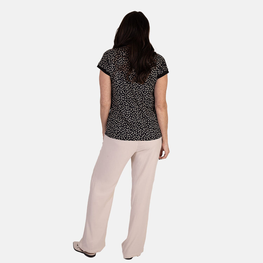 - Maisi Soft-Touch Printed V-neck Top (Size XL) - Black