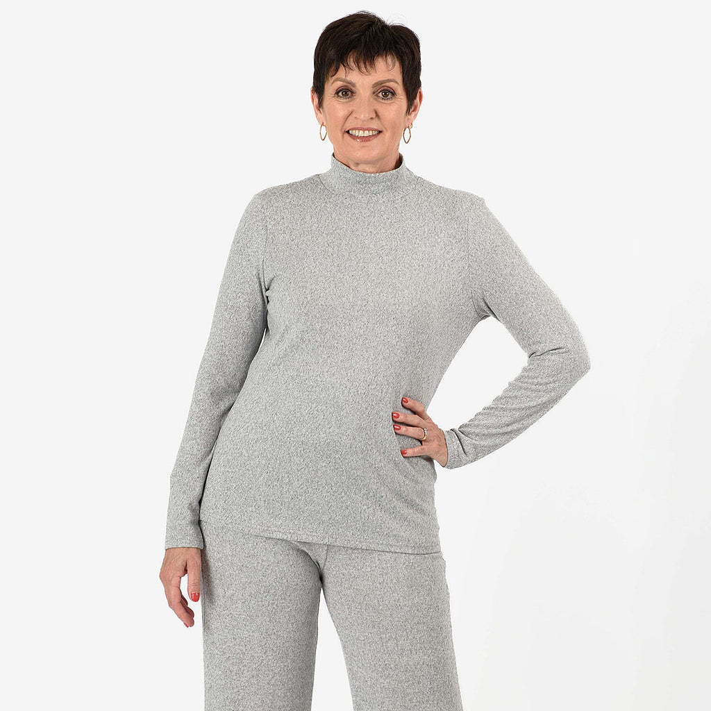 - Maisi Brushed Marl Turtle Neck Top (Size - XL, 20 to 22) - Grey