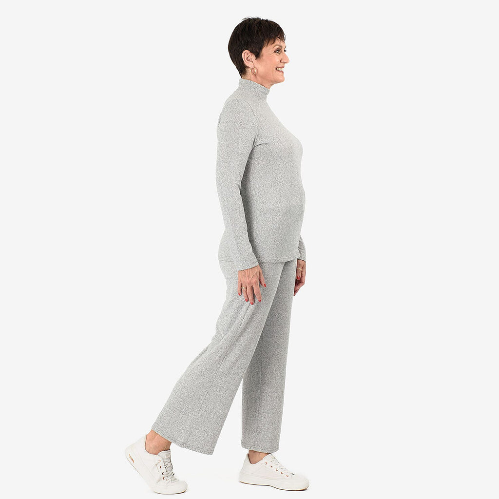 - Maisi Brushed Marl Turtle Neck Top (Size - XL, 20 to 22) - Grey