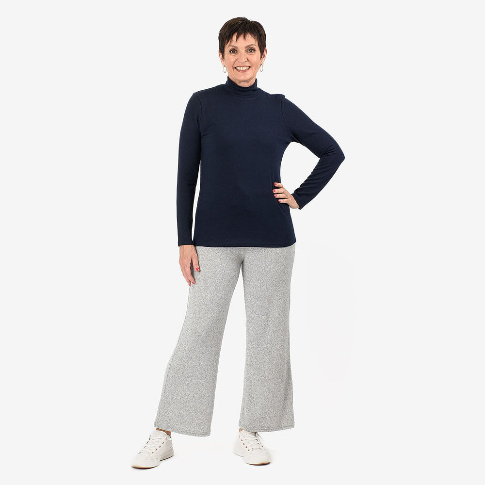 - Maisi Brushed Marl Turtle Neck Top (Size - XL, 20 to 22) - Navy