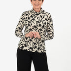 - Maisi Soft Touch Roll Neck Top (Size 16-18) - Off White - Black