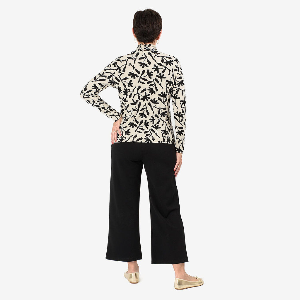 - Maisi Soft Touch Roll Neck Top (Size 16-18) - Off White - Black