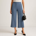 & Maisi Trendy Denim Textured Culottes for Women (Size L)