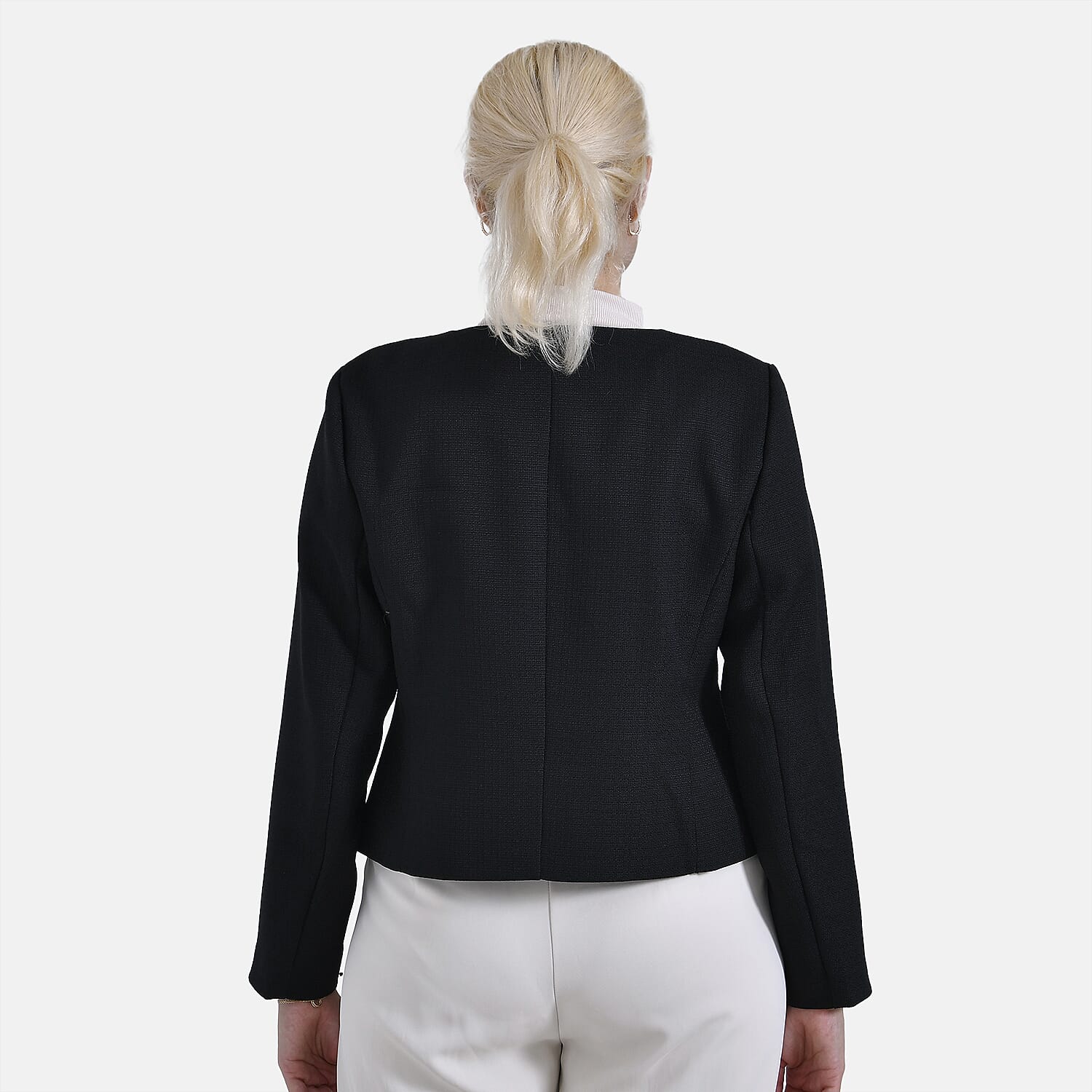- Maisi Twill Blazer With Buttoned Pocket Detail (Size 12) - Black