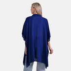 La Marey Versatile Rayon Oversized 3-4 Sleeves Longline Shirt (One Size) - Blue