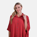 La Marey Versatile Rayon Oversized 3-4 Sleeves Longline Shirt (One Size) - Pink