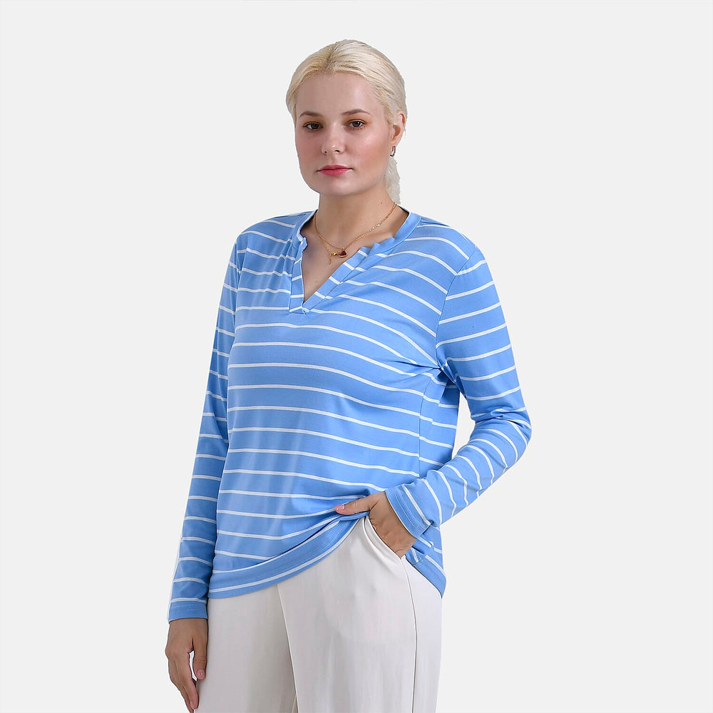 & Maisi Patterned Top (Size - Small) - Blue White & Blue White