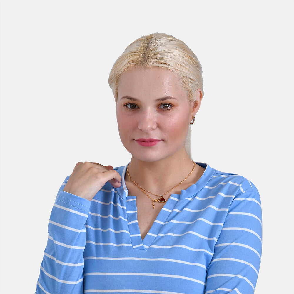 & Maisi Patterned Top (Size - Small) - Blue White & Blue White