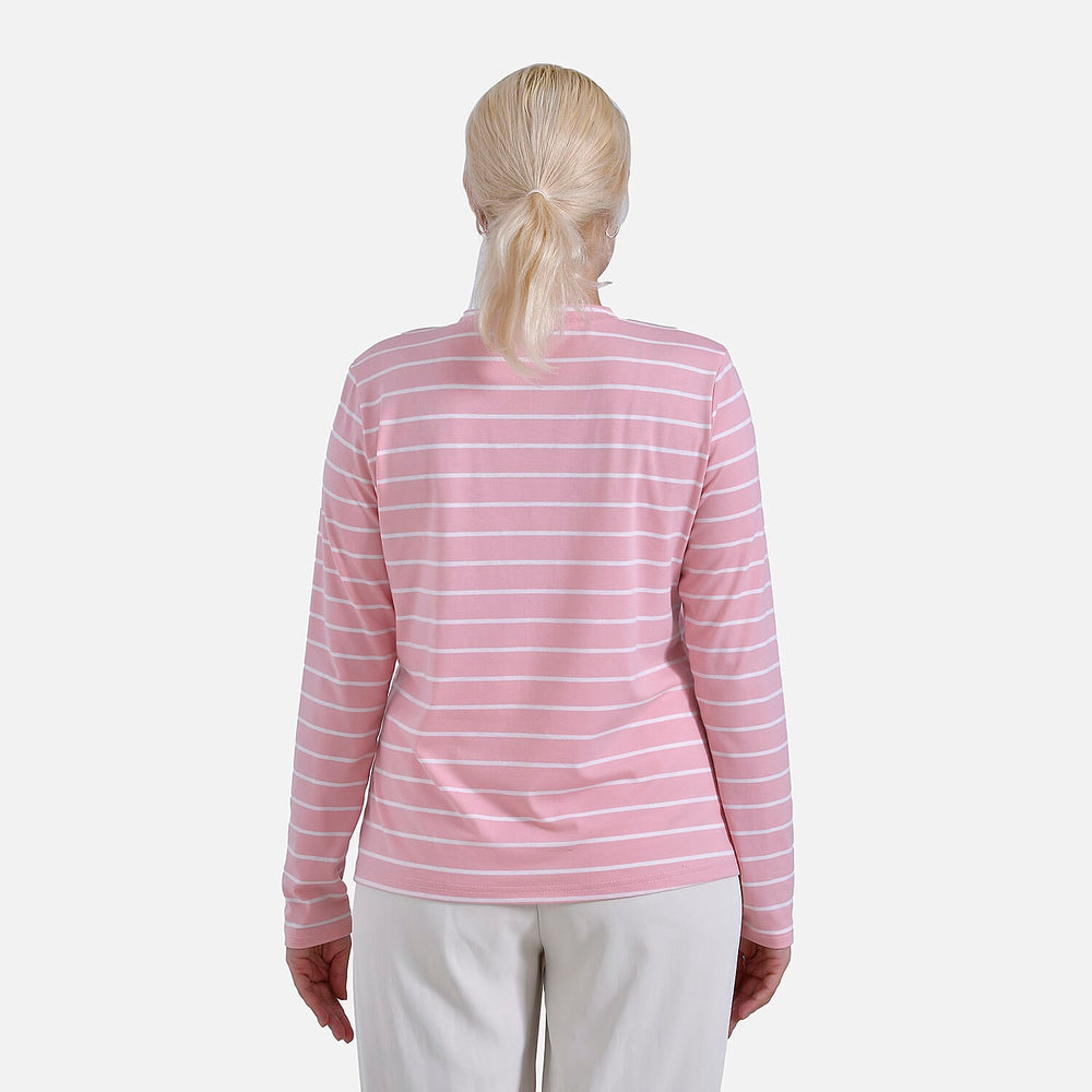 & Maisi Patterned Top (Size - XL) - Pink White & Blue White
