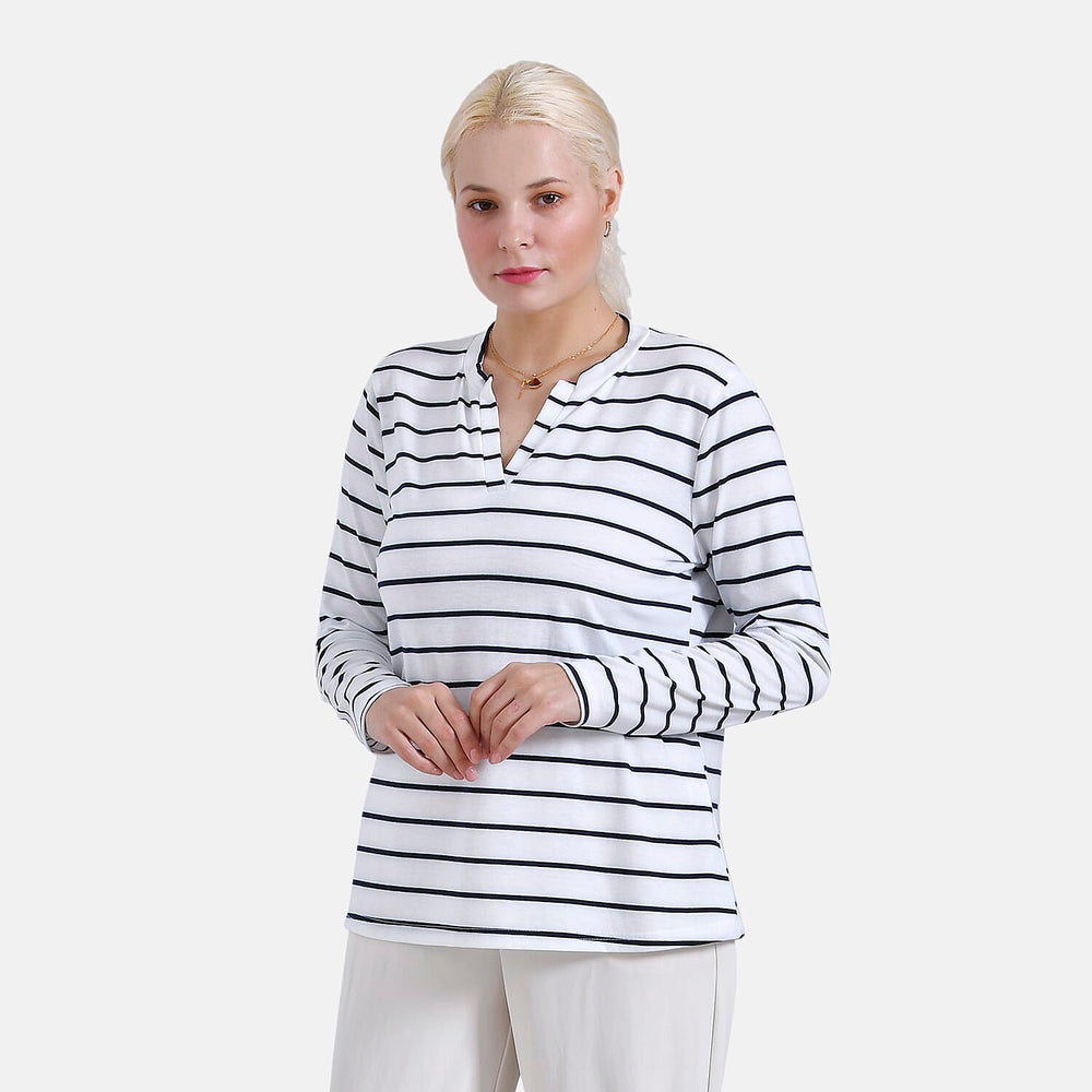 & Maisi Patterned Top (Size - XL) - White Blue & Blue White