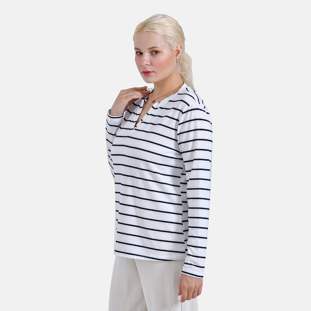 & Maisi Patterned Top (Size - XL) - White Blue & Blue White