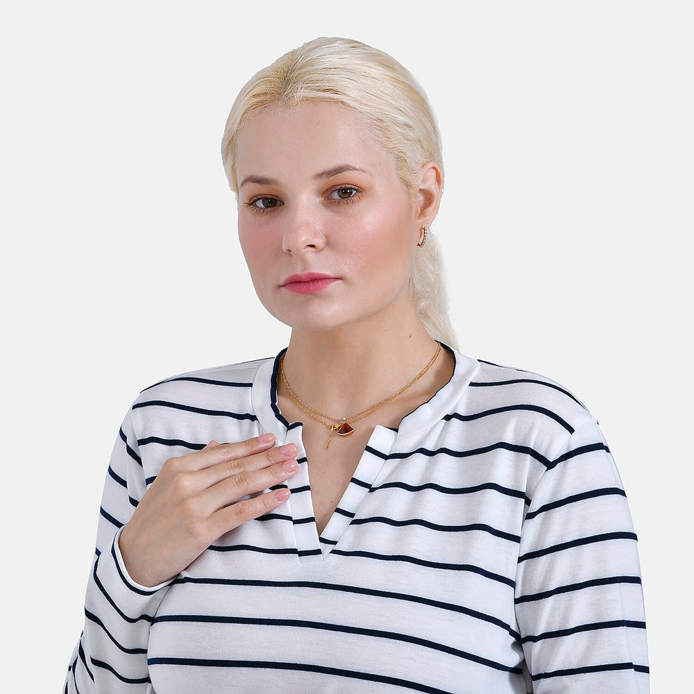 & Maisi Patterned Top (Size - XL) - White Blue & Blue White
