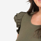 Maison Frill Sleeve Vest (Size XL, 20-22) - Khaki