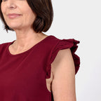 Maison Frill Sleeve Vest (95 % Cotton, 5% Elastane) - Ox Blood (Size L)