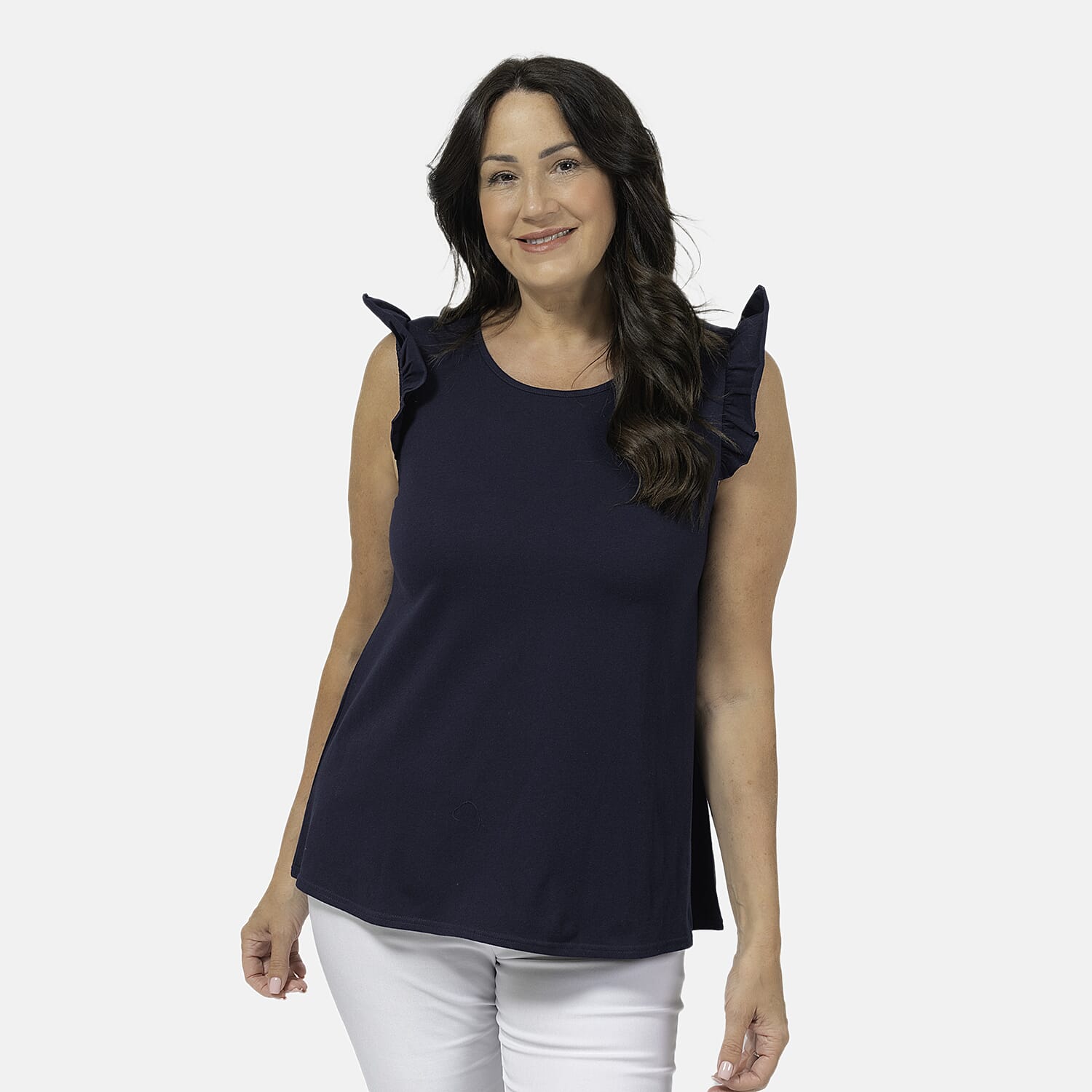 Maison Frill Sleeve Vest (Size M,12-14) - Navy