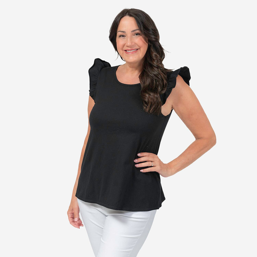 Maison Frill Sleeve Vest (Size XL, 20-22) - Black