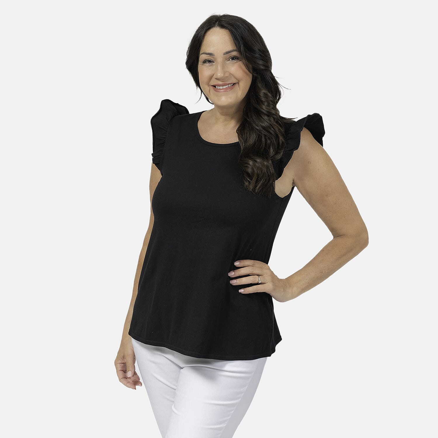 Maison Frill Sleeve Vest (Size XL, 20-22) - Black