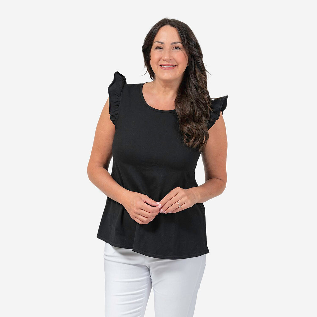 Maison Frill Sleeve Vest (Size XL, 20-22) - Black